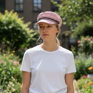 Striped Red and White Messenger Cap